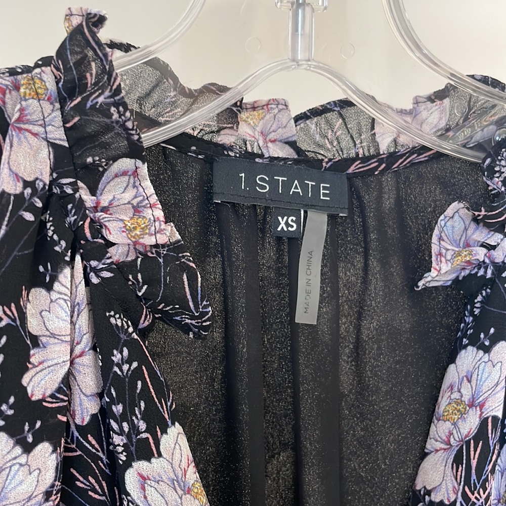 1. STATE XS Bloomsbury Black Floral Ruffle Dress - Picture 4 of 11